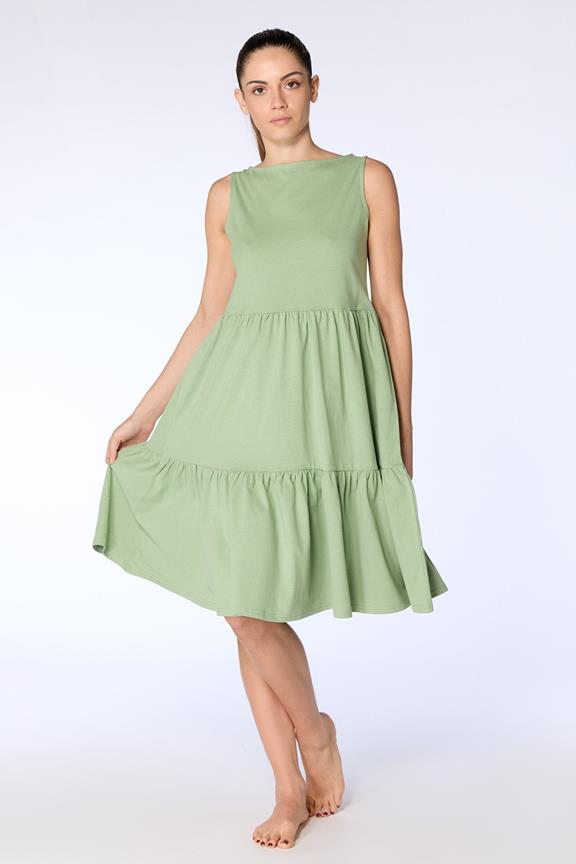 Kleid Gerüscht Basilikum Grün