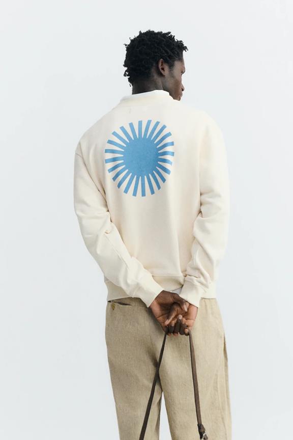 Sweatshirt Leon Blue Sun Back Raw Cream