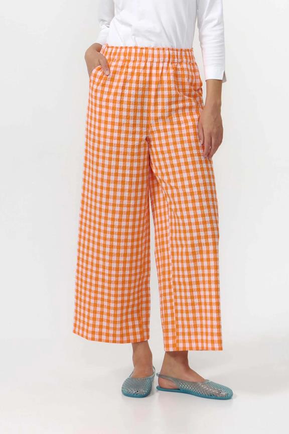 Broek Met Kerstmanruitje In Oranje