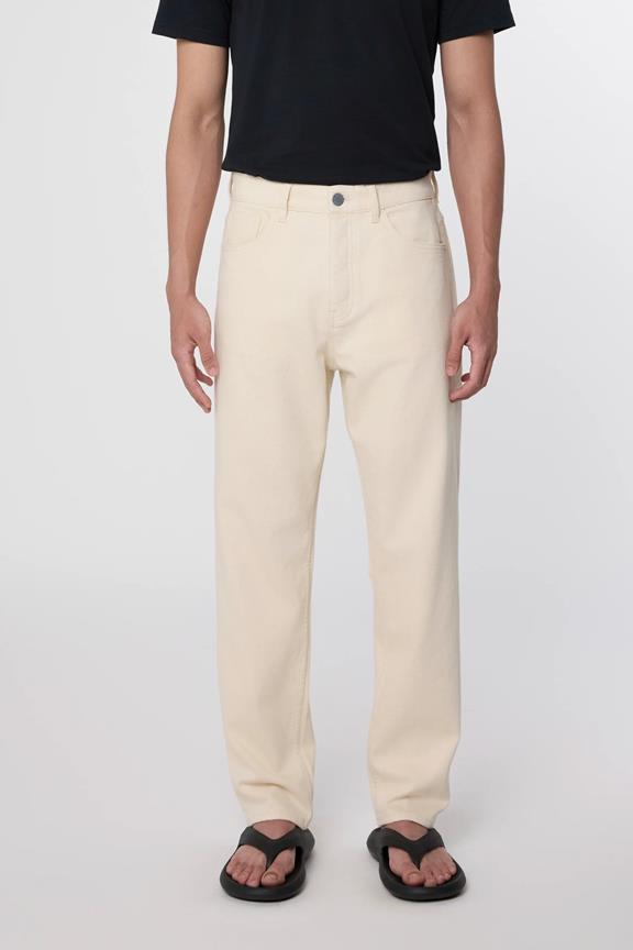 Jeans Rise Relaxed Tapered Basic Ecru