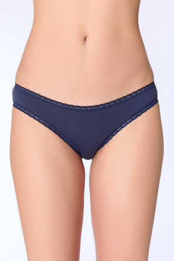Slips Mit Spitze Dunkelblau