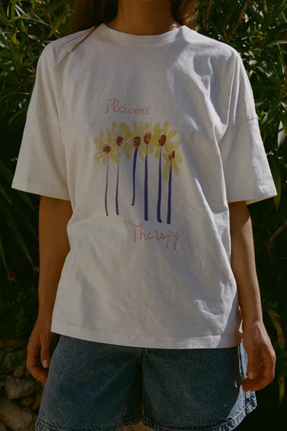 T-Shirt Mini Me Adult Sunflower Print Weiß