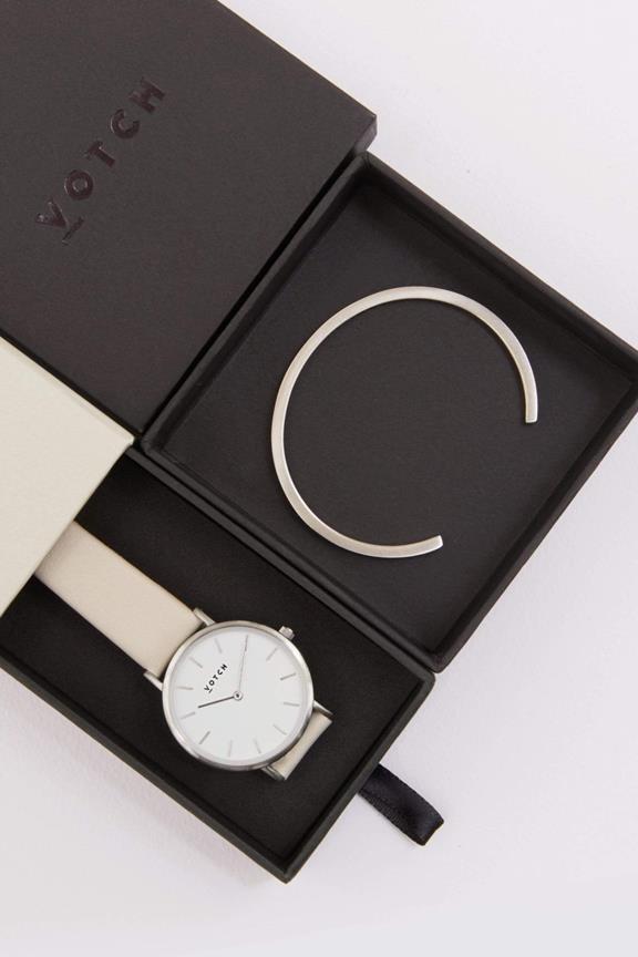 Zilveren Armband Met Zilver & Lichtgrijs Petite Horloge