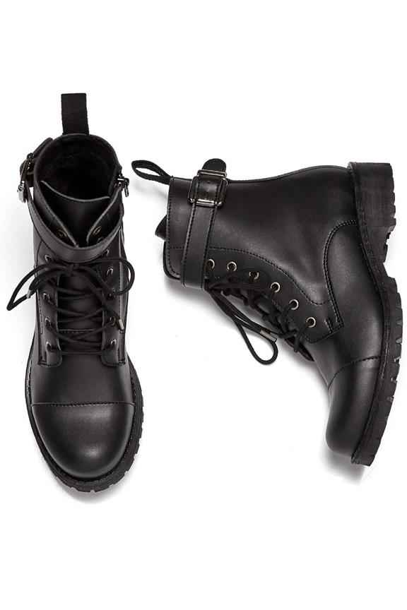 Will's Vegan Store Laarzen Buckled Work Zwart