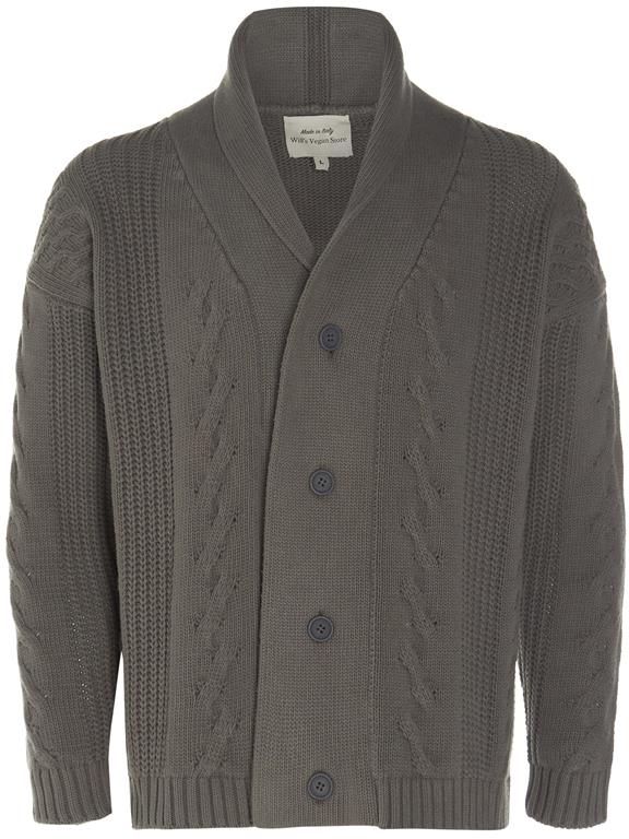 Will's Vegan Store Heren Vest Chunky Button Up Grijs