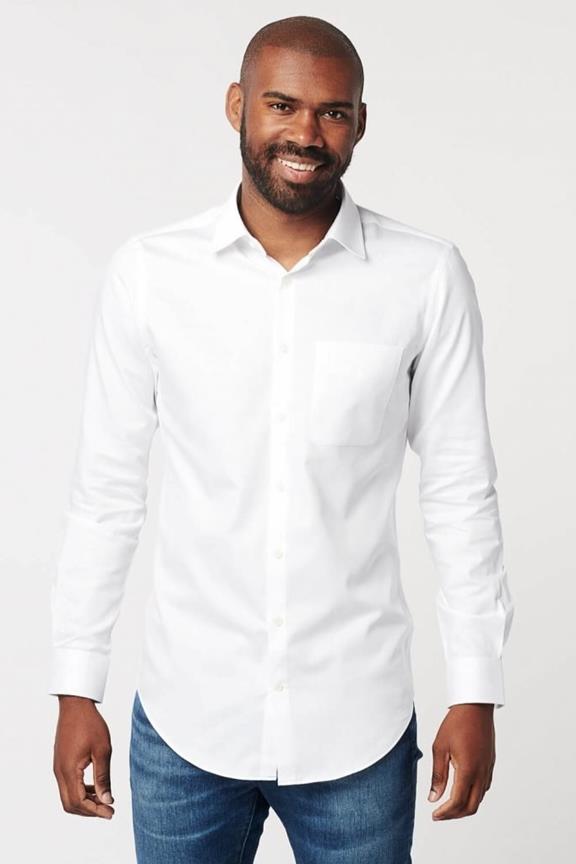 Overhemd Regular Fit Borstzak Rond Wit