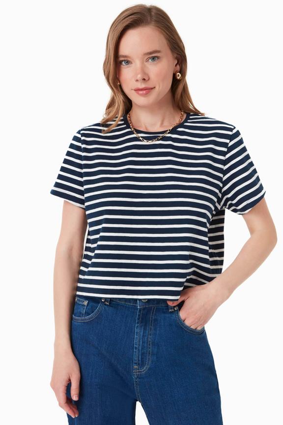 T-Shirt Wit & Donkerblauw