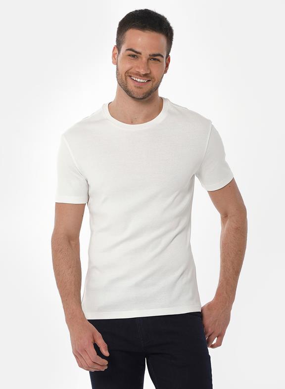 ORGANICATION Geribbeld T-Shirt Wit