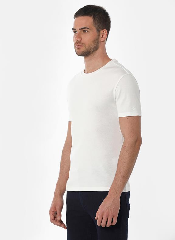 ORGANICATION Geribbeld T-Shirt Wit