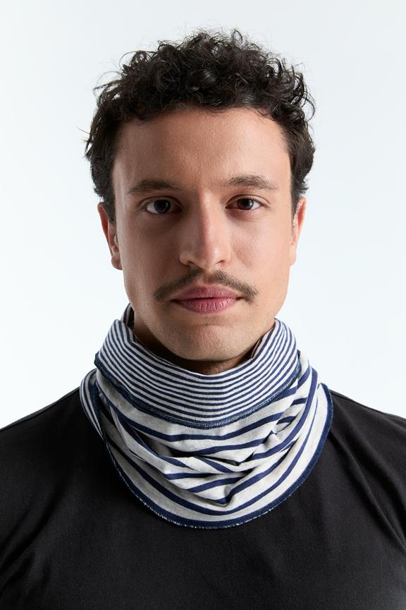 Leela Cotton Scarf Unisex Reversible Navy Blue/Beige