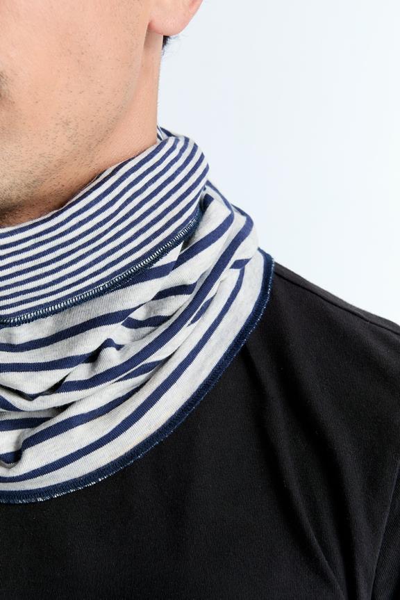 Leela Cotton Scarf Unisex Reversible Navy Blue/Beige