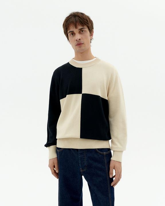Thinking MU Strickpullover Khem Schwarz & Beige 