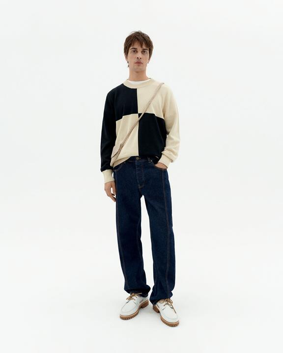 Thinking MU Strickpullover Khem Schwarz & Beige 