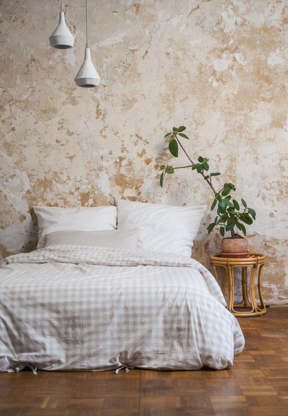 MELA Beddengoedset Majuli Check Birch / Natuurlijk Wit 