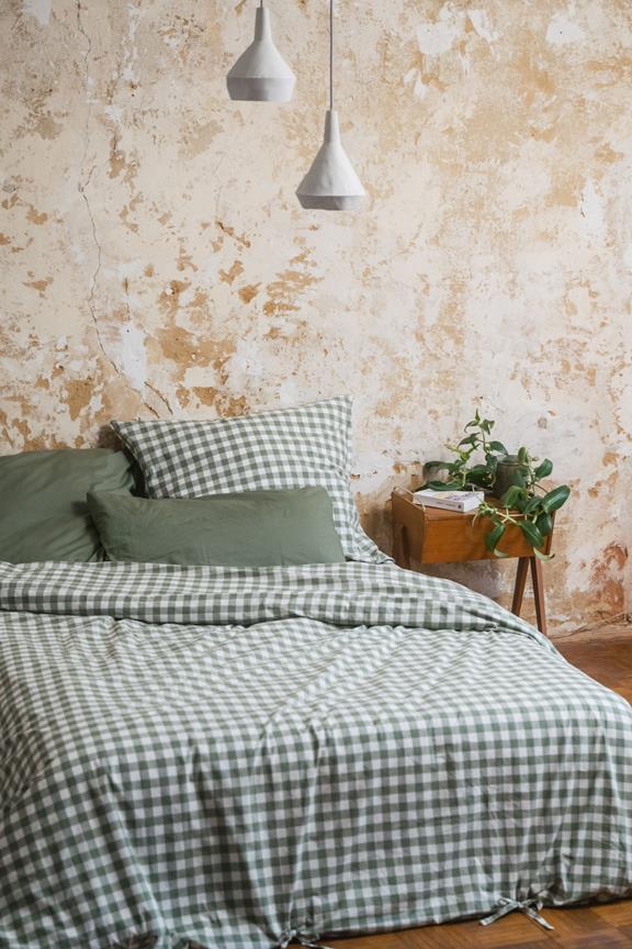 Bettwäsche-Set Majuli Check Herbal Green / Natural White