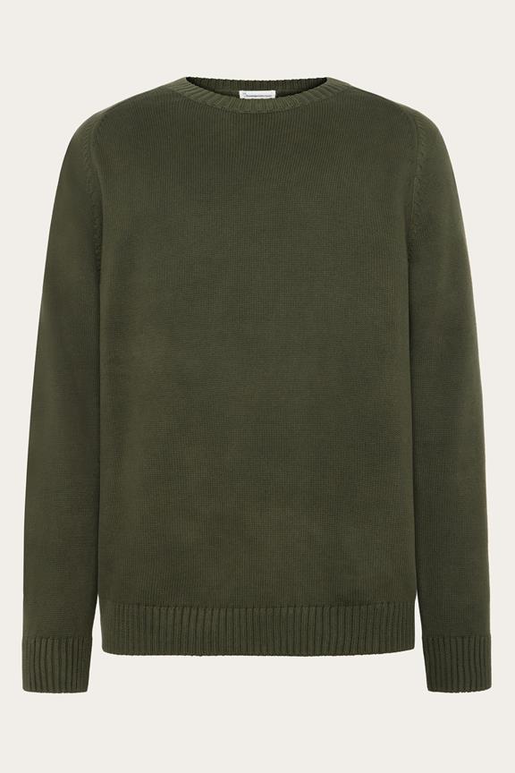 Knitted Sweater Plain Crew Neck Forrest Night Green