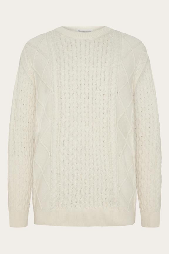Knit Sweater Cable Egret White