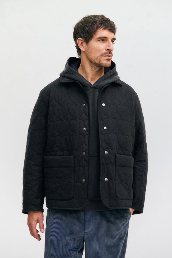 Jacke Flanell Gesteppt Schwarz