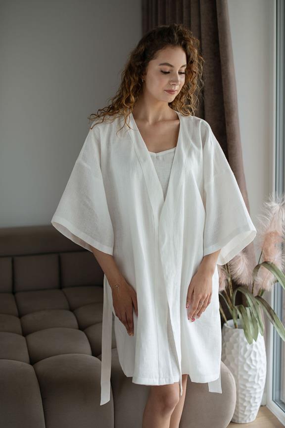 Set Kimono Robe & Nightgown White