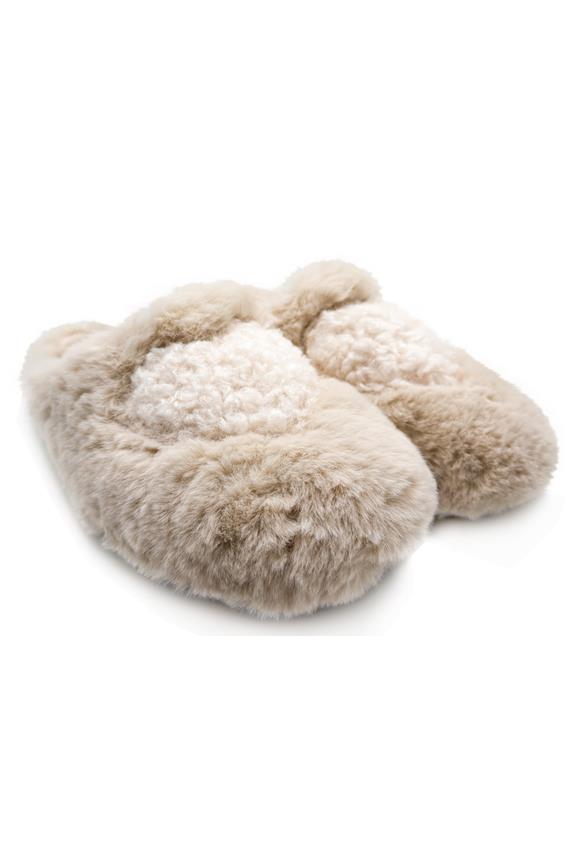 Pantoufles Teddy Cœur Blanc Cassé Pantoufles Teddy Cœur Blanc Cassé