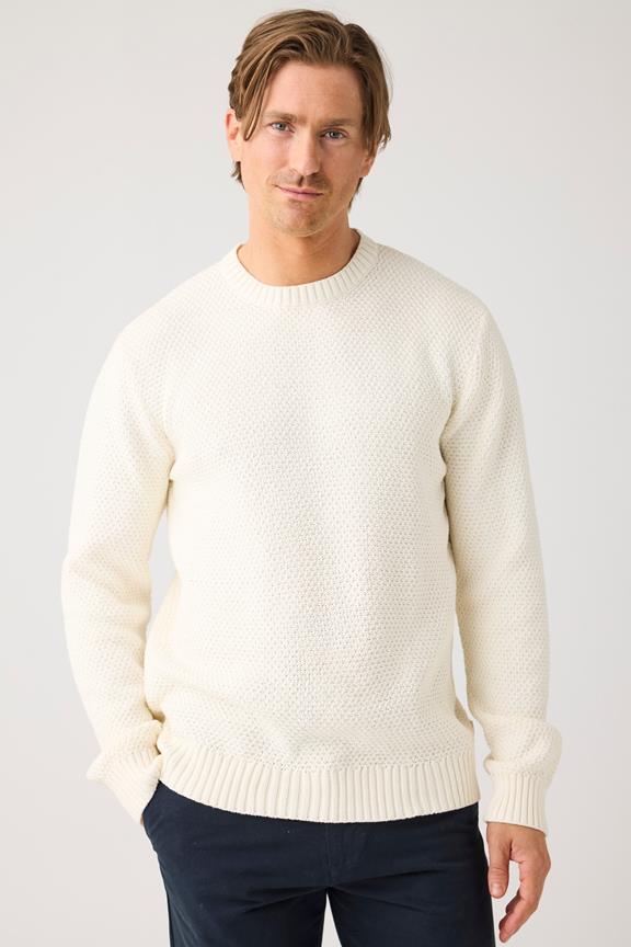 Knit Sweater Crew Neck Egret White