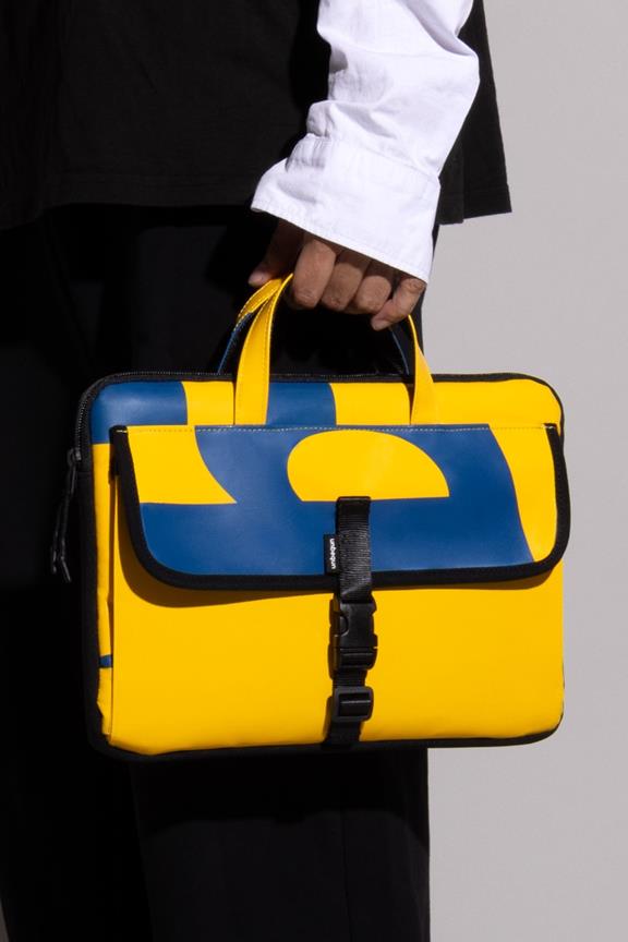 Laptop-Hülle Mit Griff Gelber Und Blauer Druck