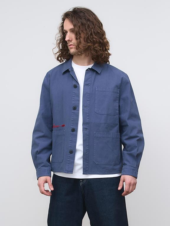 Yahmo Jacke Workwear Bestickte Fritz Blau