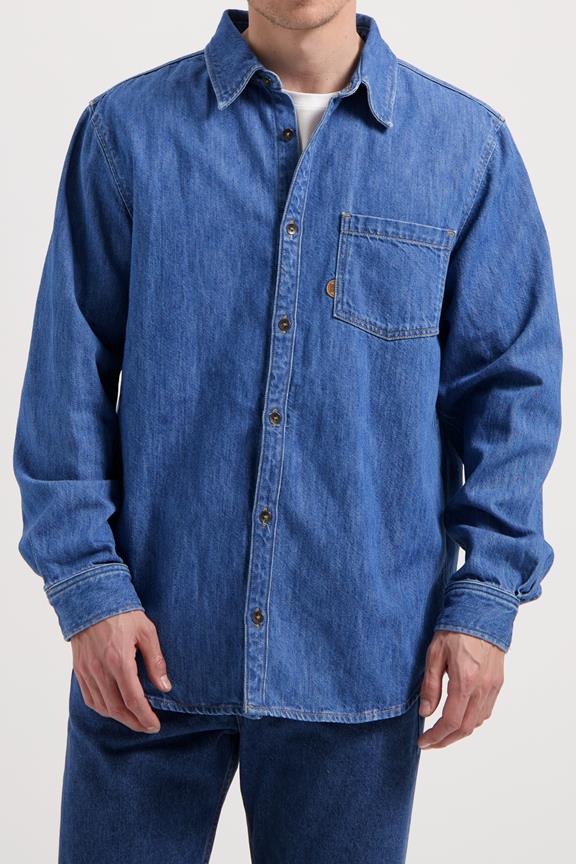Overhemd Van Denim Chris, Maat M, Steenblauw