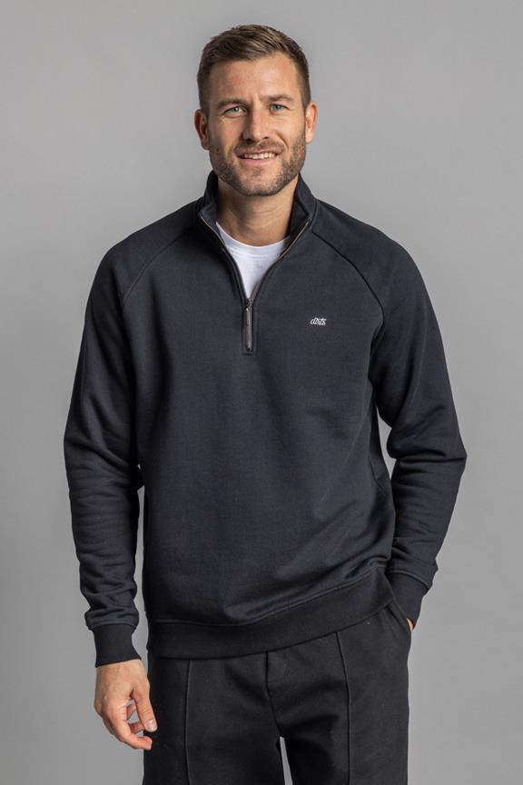 Pullover Quarter Zip Raglan Schwarz