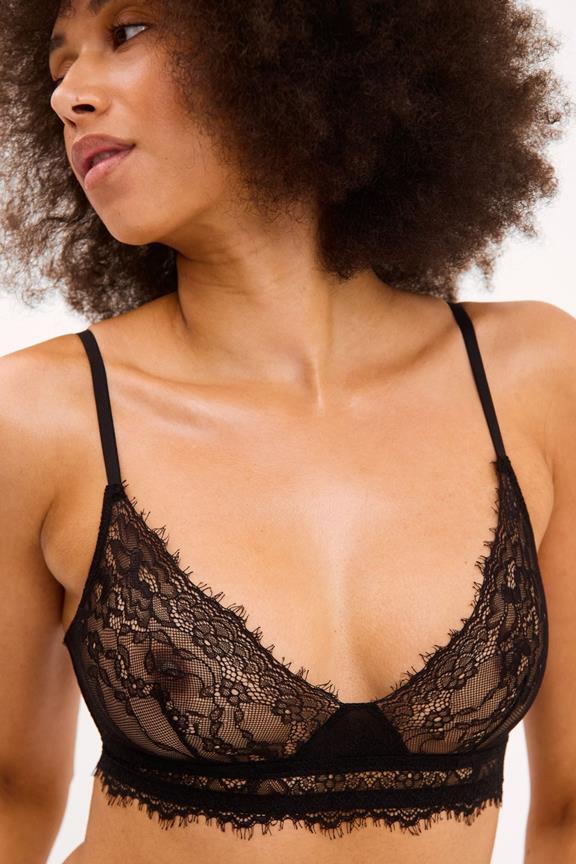 Bralette Lace Triangle Scoop Schwarz