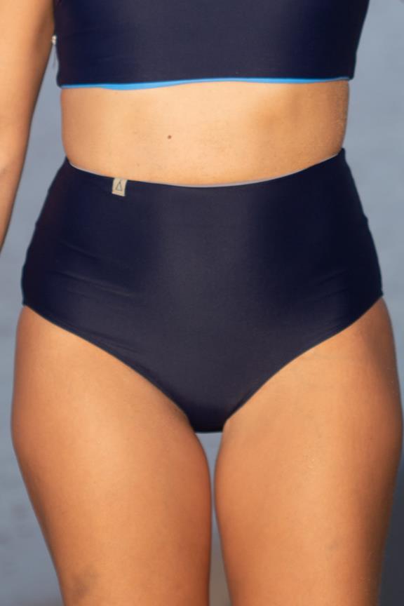 Bikiniunterteil Hohe Taille Rein Klassisch Dunkelblau
