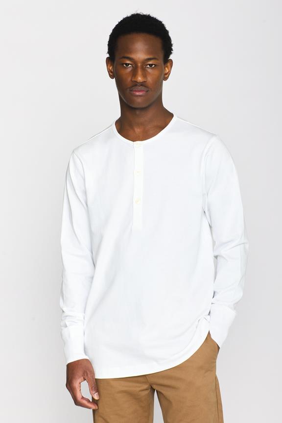 Henley-Shirt, Zwaar Uitgevoerd, Helder Wit