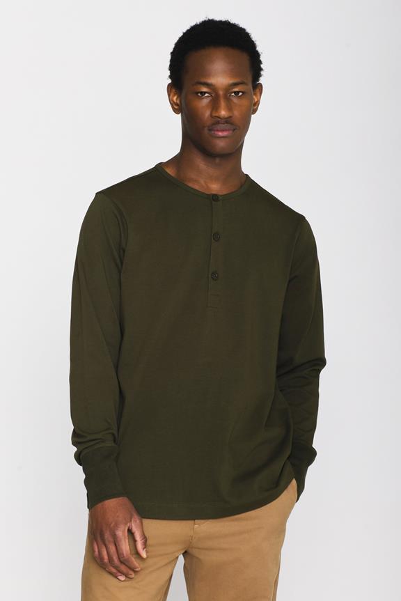 Henley-Shirt In Zwaar Bosgroen