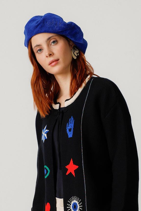 Baskenmütze Gesticktes Logo Blau