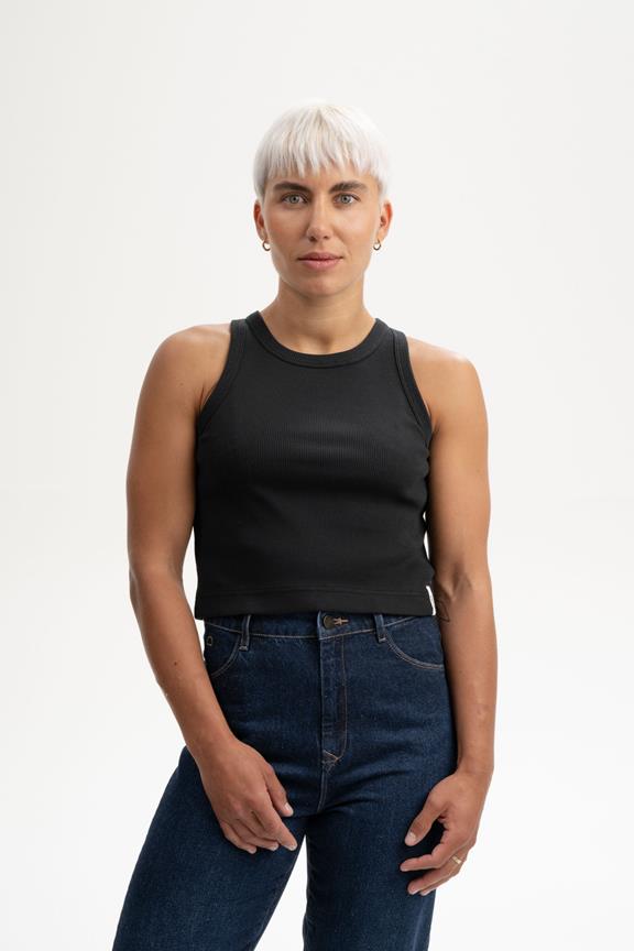 Tank Top Cropped Rib Prisha Schwarz