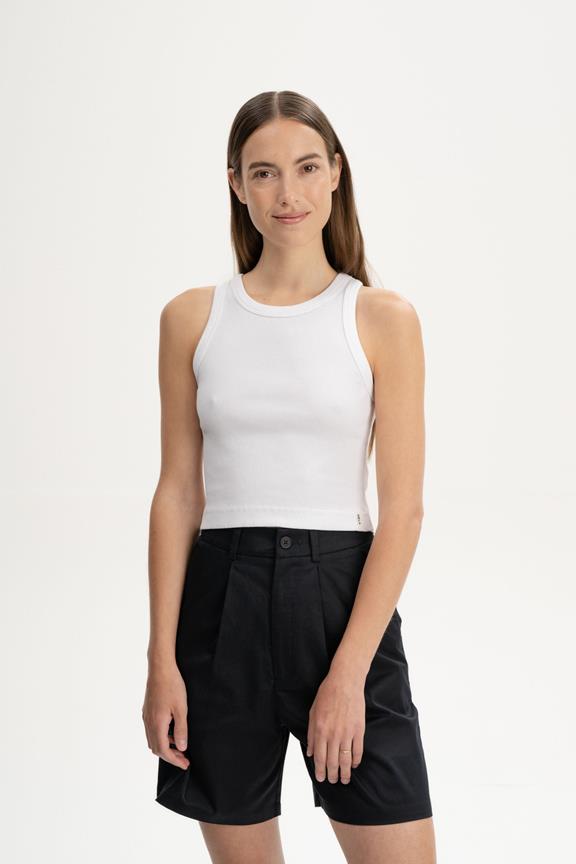 Tank Top Cropped Rib Prisha Weiß