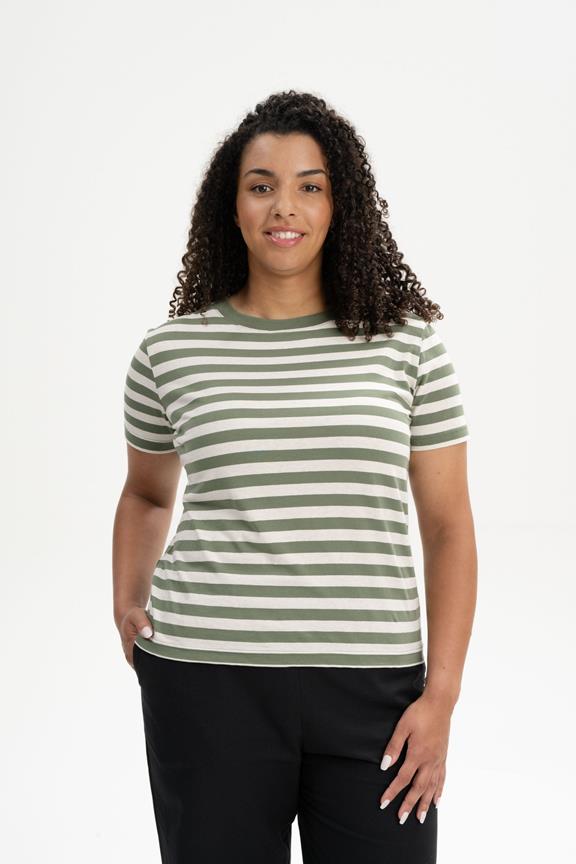 T-Shirt Khira Stripes Thyme Green