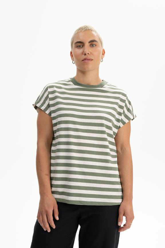T-Shirt Madhu Stripes Thyme Green