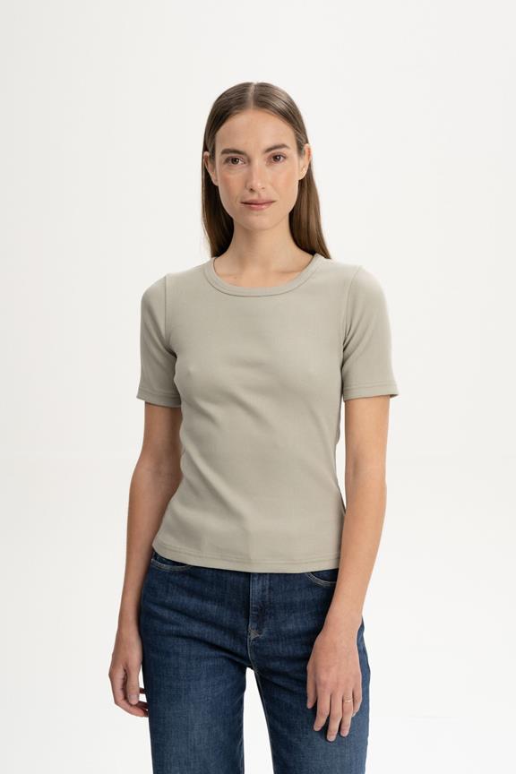 T-Shirt Ribbed Jasleen Dusty Green
