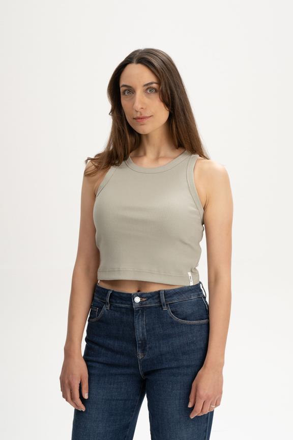 Tank Top Cropped Rib Prisha Dusty Green
