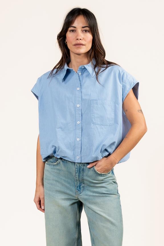 Bluse Dilek Blau Gestreift