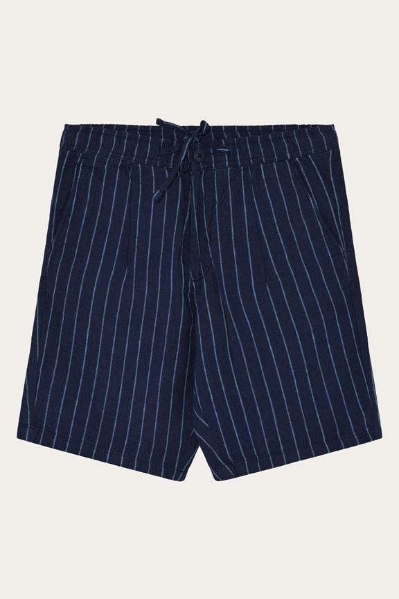 Shorts Herren Fig Loose Leinen Blau Gestreift