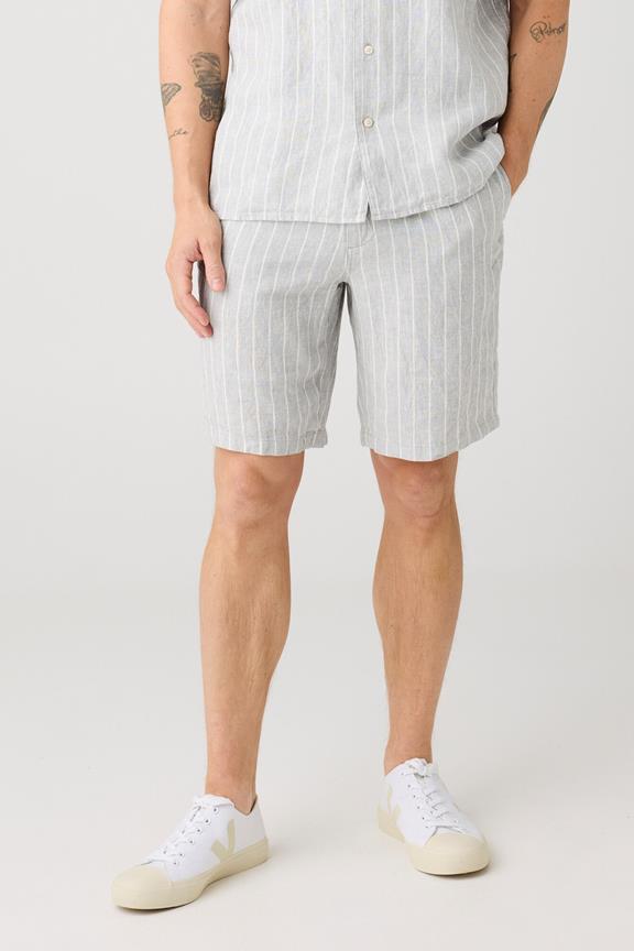 Shorts Fig Loose Leinen Grau Gestreift