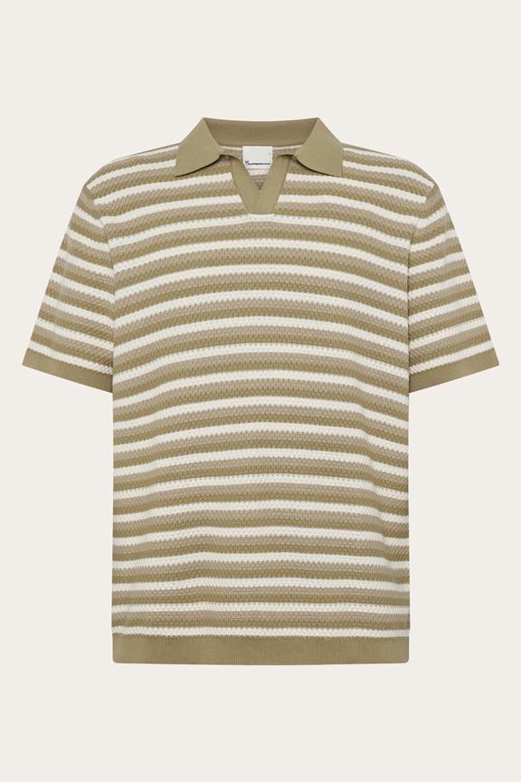 Poloshirt Met Gebreide Strepen In Beige