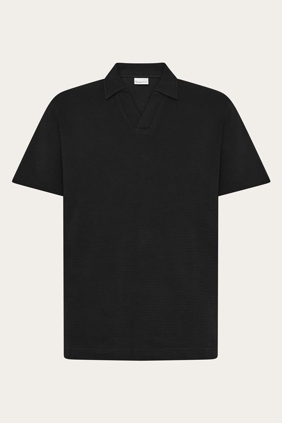 Poloshirt Met Wafelpatroon, Zwart Gitzwart