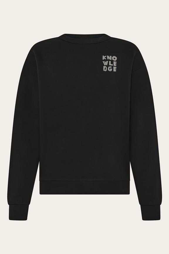 Sweatshirt Men Relaxed Printed Crew Neck Black Jet