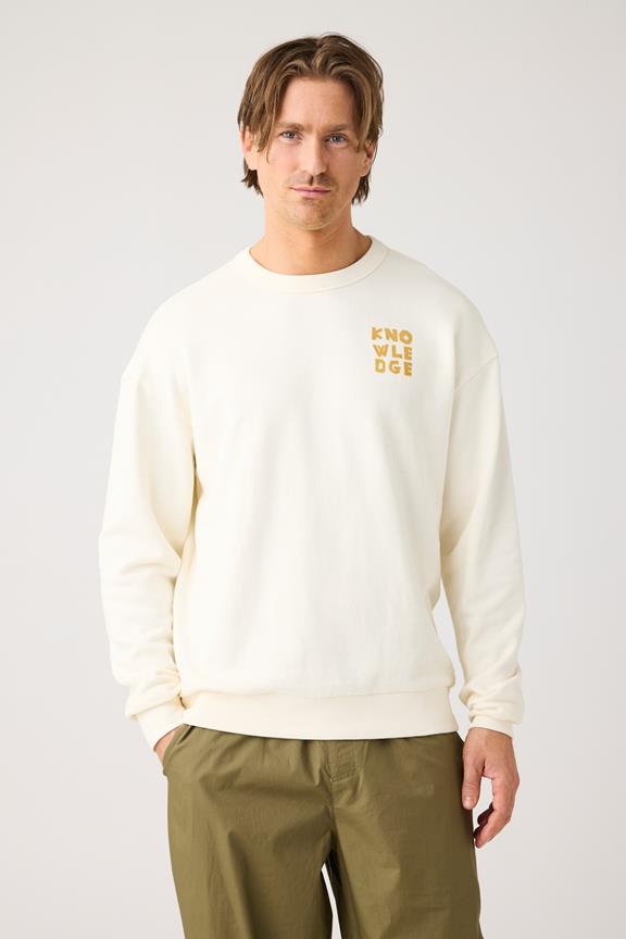 Sweatshirt Relaxed Printed Crew Neck Egret White