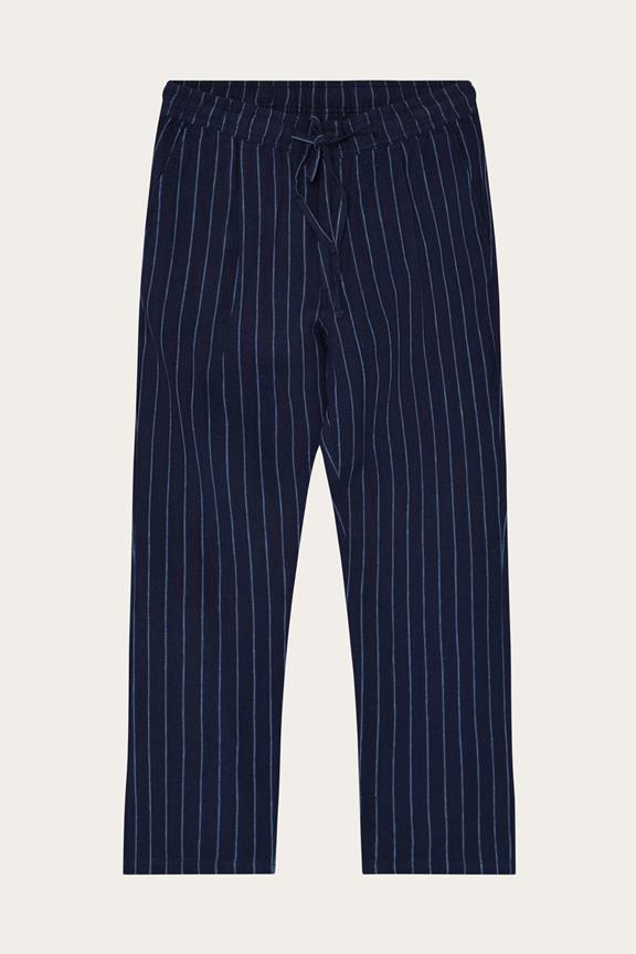 Hose Herren Fig Loose Leinen Blau Gestreift