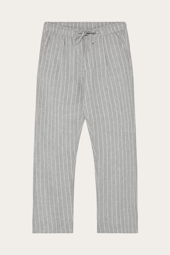 Pants Men Fig Loose Linen Grey Stripe