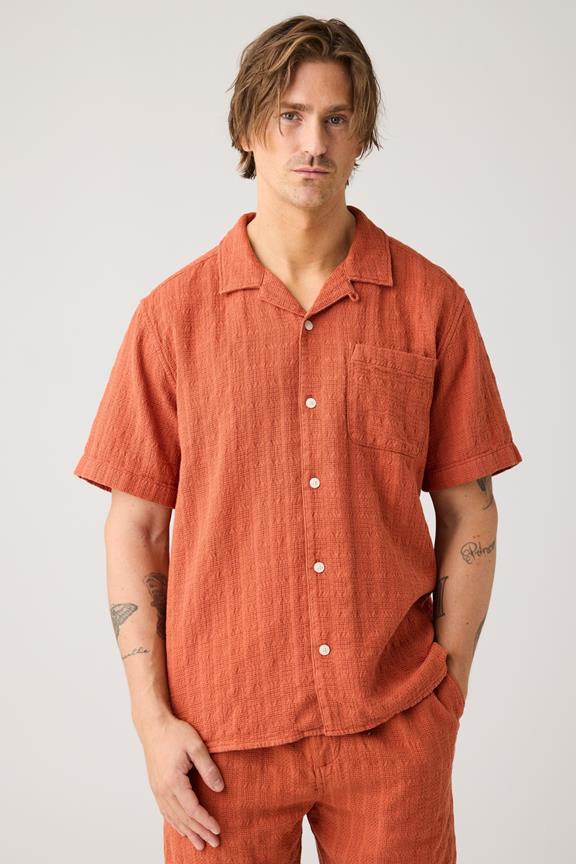 Shirtstructuur, Korte Mouwen, Baksteenrood